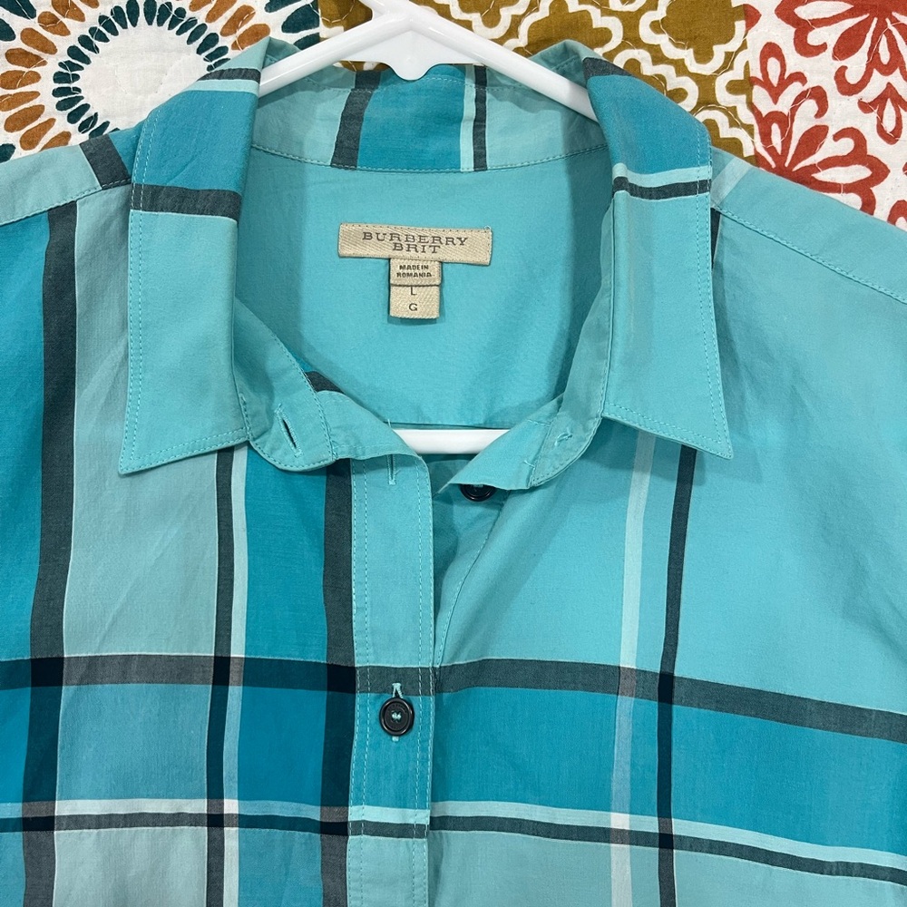 Authentic women’s Burberry shirt bright Aqua color